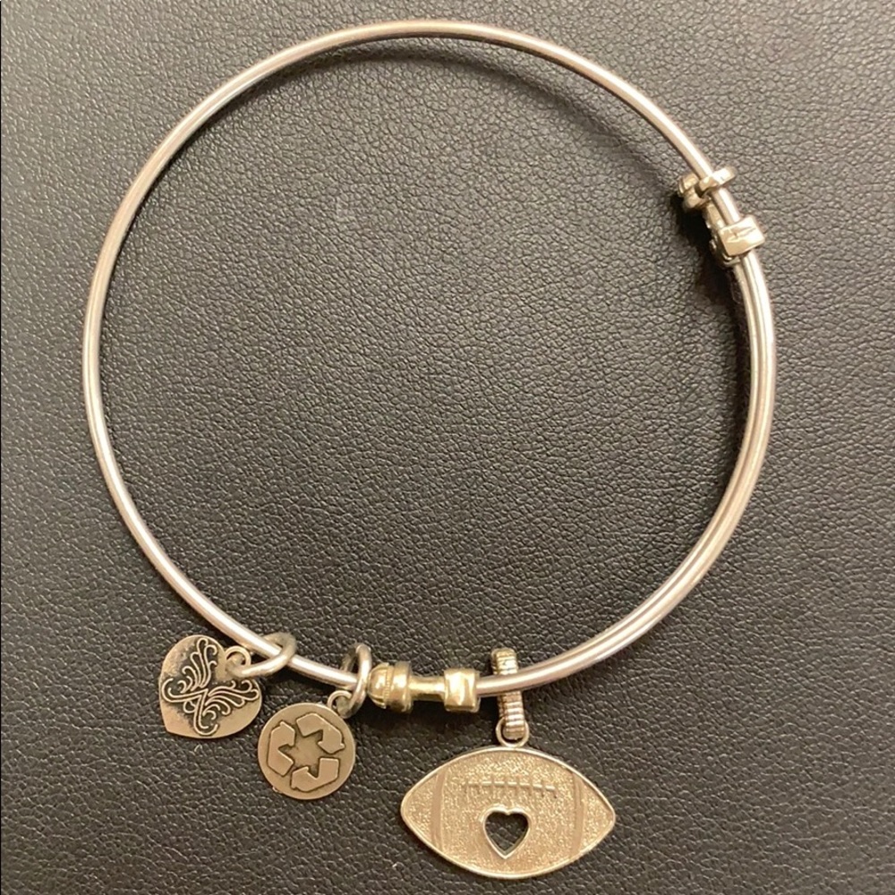 Silver tone recycled stackable Angelica bracelet